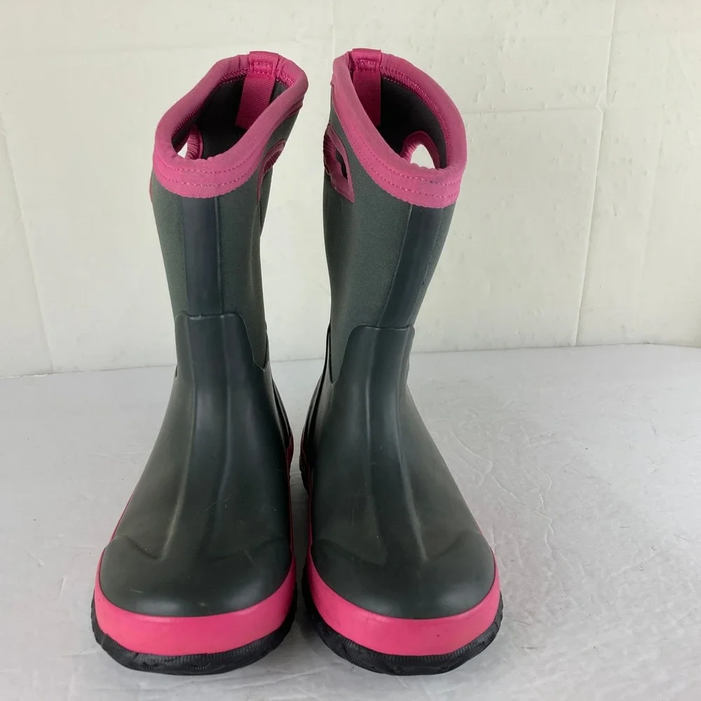 Bog Kids‎ Girls sz 2 Grey Pink Waterproof Insulated Snow Rain Boots Winter